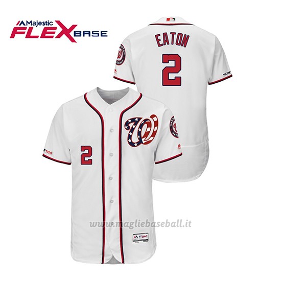 Maglia Baseball Uomo Washington Nationals Adam Eaton 150th Aniversario Patch Autentico Flex Base Bianco